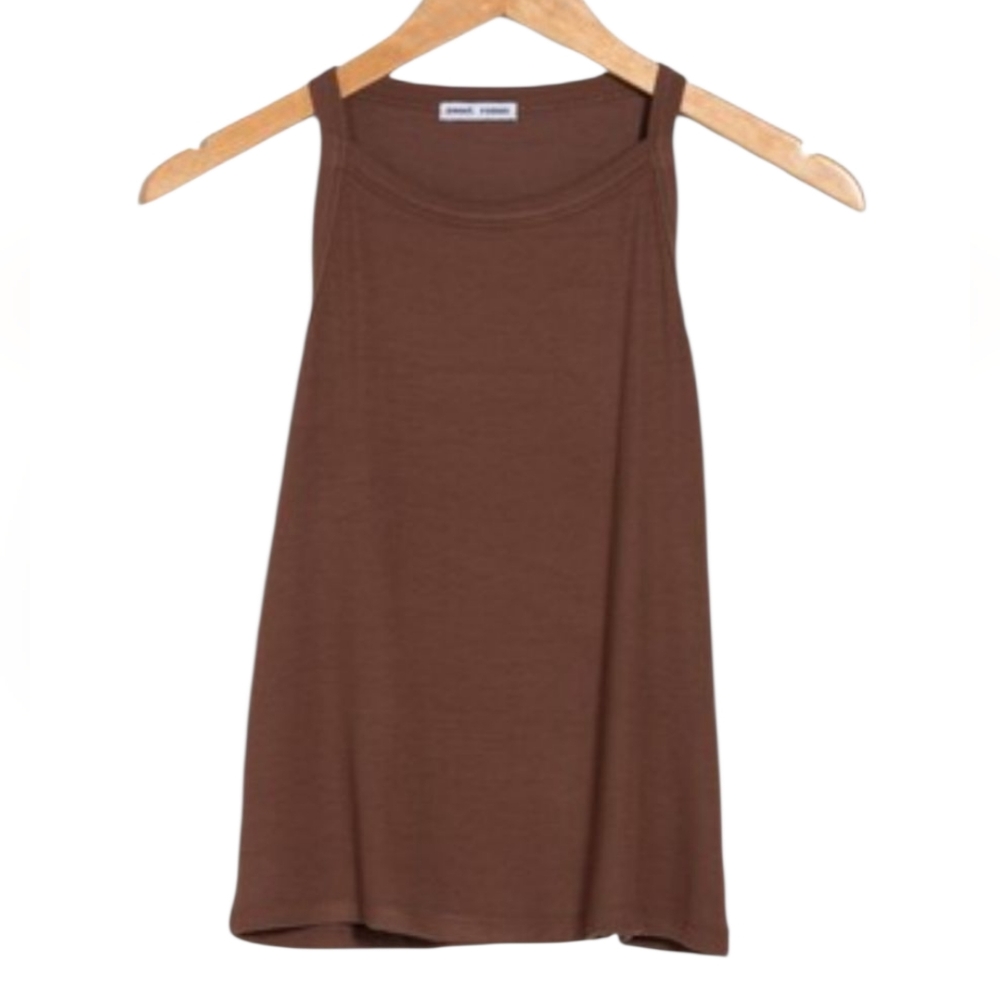 Sweet Romeo Ribbed Knit Racerback Tank Top Brown Sleeveless NEW - Picture 3 of 4